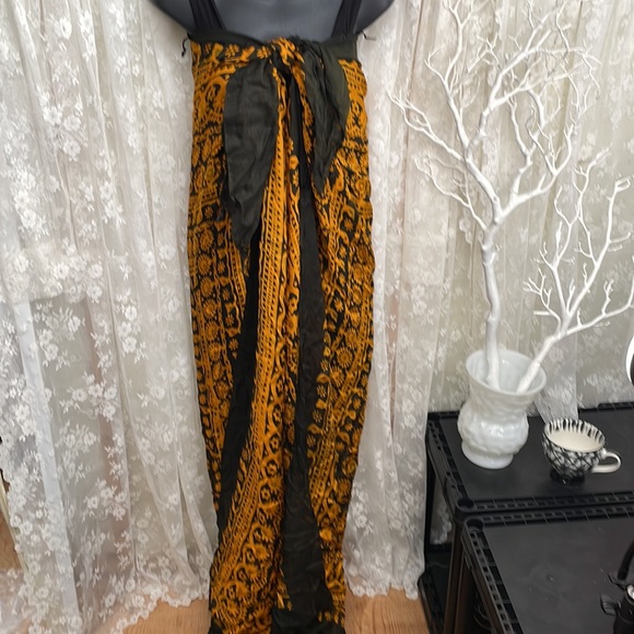 Orange & Black Oversized Square Scarf. Fold for Triangle Large Shawl - Picture 7 of 9